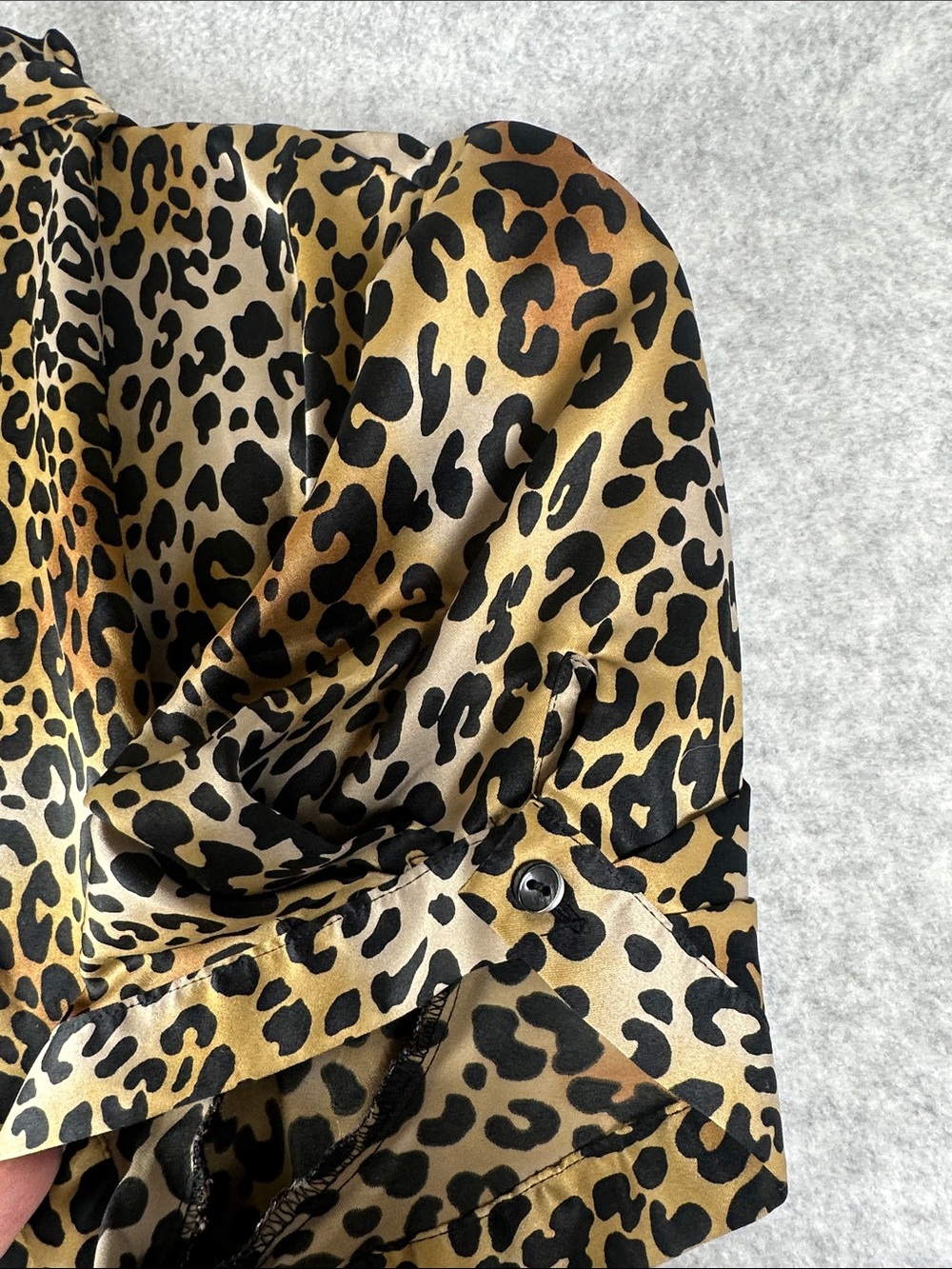 Worthington Leopard Print Ruffled Satin Blouse - Gold, Black, Brown Plus Size 2X - Picture 8 of 8